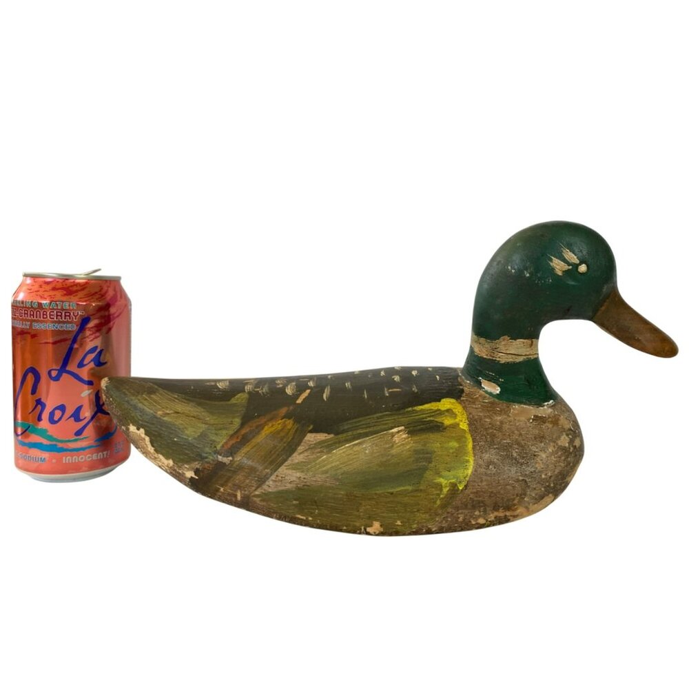 Antique Duck Decoy Wooden Mallard Drake Wood Folk Art Carved Painted American - Picture 9 of 9